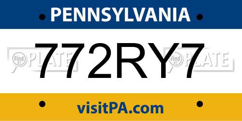 772RY7 Pennsylvania License Plate