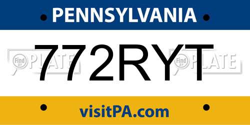 772RYT Pennsylvania License Plate