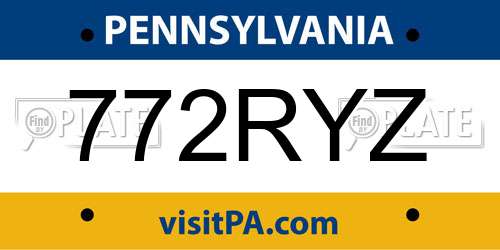 772RYZ Pennsylvania License Plate