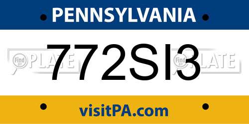 772SI3 Pennsylvania License Plate