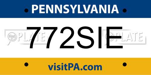 772SIE Pennsylvania License Plate