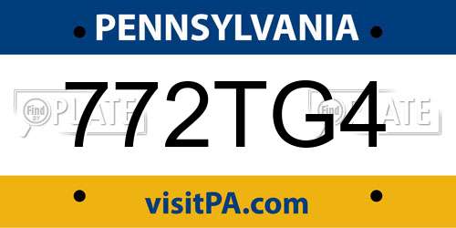 772TG4 Pennsylvania License Plate