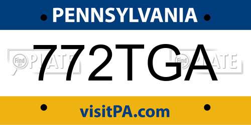 772TGA Pennsylvania License Plate