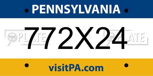 772X24 Pennsylvania License Plate
