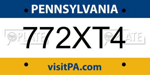 772XT4 Pennsylvania License Plate