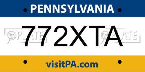 772XTA Pennsylvania License Plate