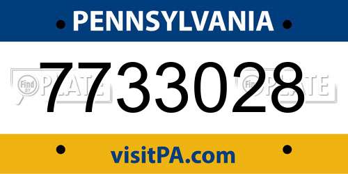 7733028 Pennsylvania License Plate