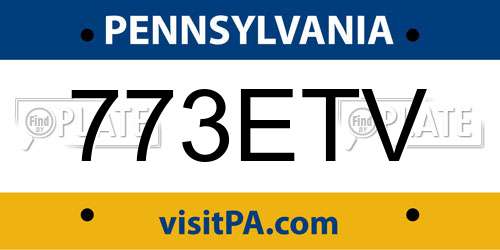 773ETV Pennsylvania License Plate