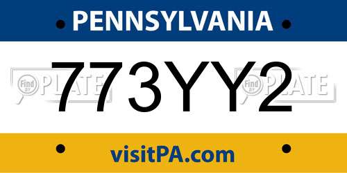 773YY2 Pennsylvania License Plate