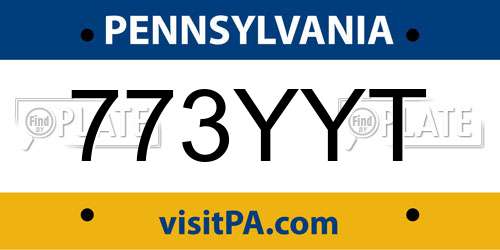773YYT Pennsylvania License Plate
