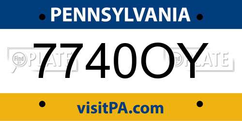 7740OY Pennsylvania License Plate