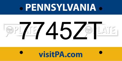 7745ZT Pennsylvania License Plate