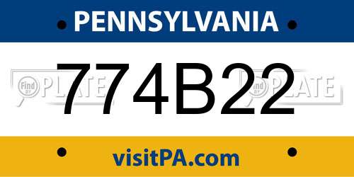 774B22 Pennsylvania License Plate