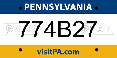 774B27 Pennsylvania License Plate