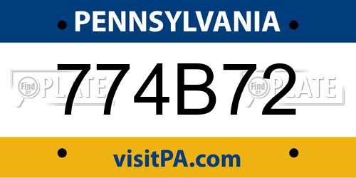 774B72 Pennsylvania License Plate