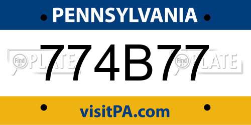 774B77 Pennsylvania License Plate