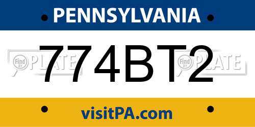 774BT2 Pennsylvania License Plate