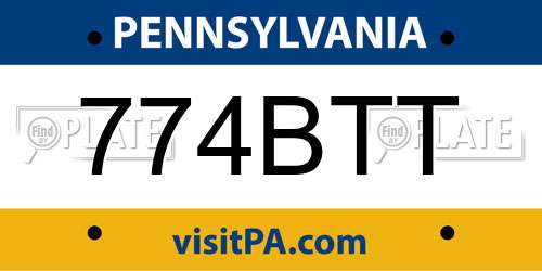 774BTT Pennsylvania License Plate