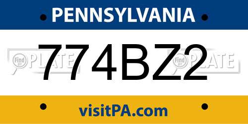774BZ2 Pennsylvania License Plate