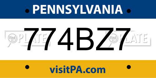 774BZ7 Pennsylvania License Plate