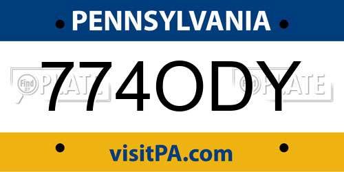 774ODY Pennsylvania License Plate