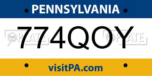 774QOY Pennsylvania License Plate