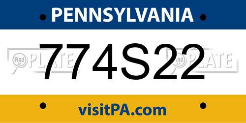 774S22 Pennsylvania License Plate