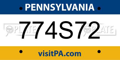 774S72 Pennsylvania License Plate