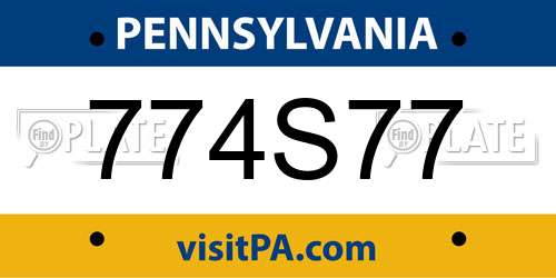 774S77 Pennsylvania License Plate