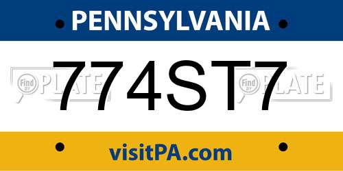 774ST7 Pennsylvania License Plate