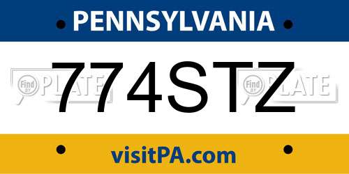 774STZ Pennsylvania License Plate