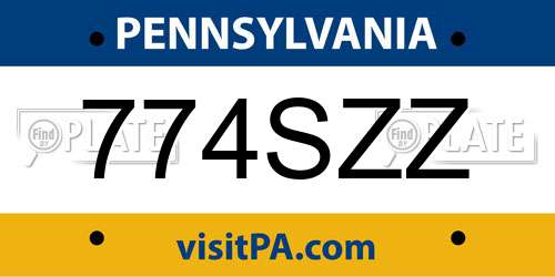 774SZZ Pennsylvania License Plate