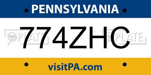 774ZHC Pennsylvania License Plate