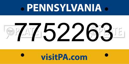 7752263 Pennsylvania License Plate