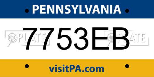7753EB Pennsylvania License Plate