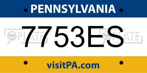 7753ES Pennsylvania License Plate