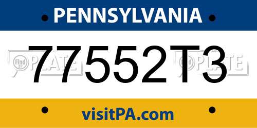77552T3 Pennsylvania License Plate