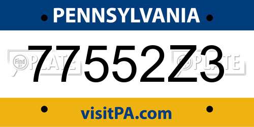 77552Z3 Pennsylvania License Plate