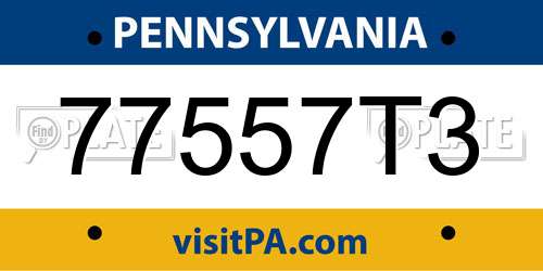 77557T3 Pennsylvania License Plate