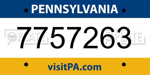 7757263 Pennsylvania License Plate