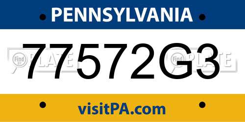 77572G3 Pennsylvania License Plate