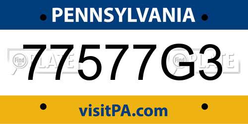 77577G3 Pennsylvania License Plate