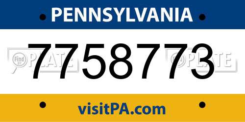 7758773 Pennsylvania License Plate
