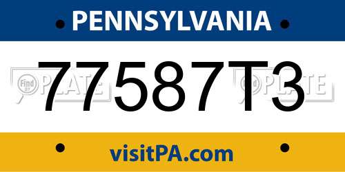 77587T3 Pennsylvania License Plate