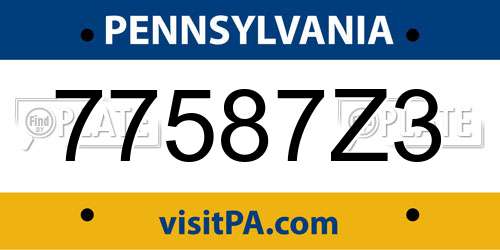 77587Z3 Pennsylvania License Plate