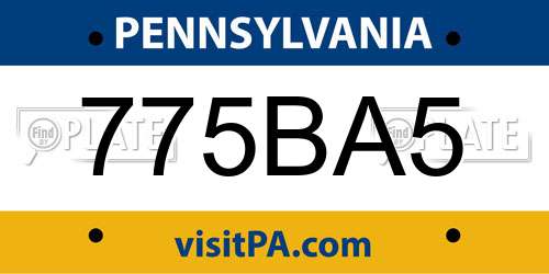 775BA5 Pennsylvania License Plate