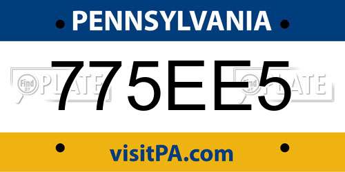 775EE5 Pennsylvania License Plate