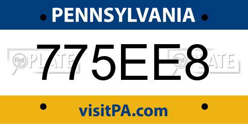 775EE8 Pennsylvania License Plate