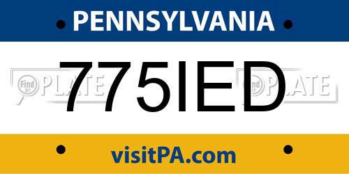 775IED Pennsylvania License Plate