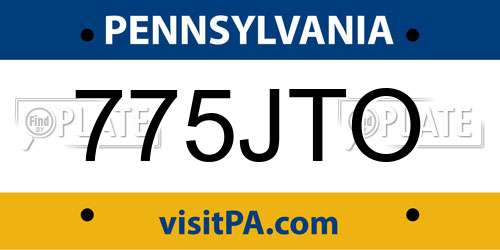 775JTO Pennsylvania License Plate